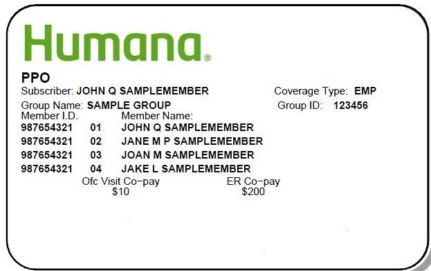 Humana Sample Member ID Card